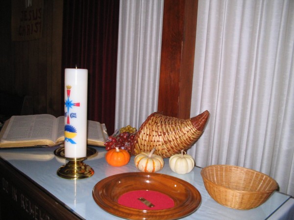 Cornucopia at Christian Heights Cornucopia decorating the altar